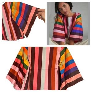 NEW Anthropologie Geisha Designs Shirt •M• Striped Kimono Sleeve Blouse Top $118
